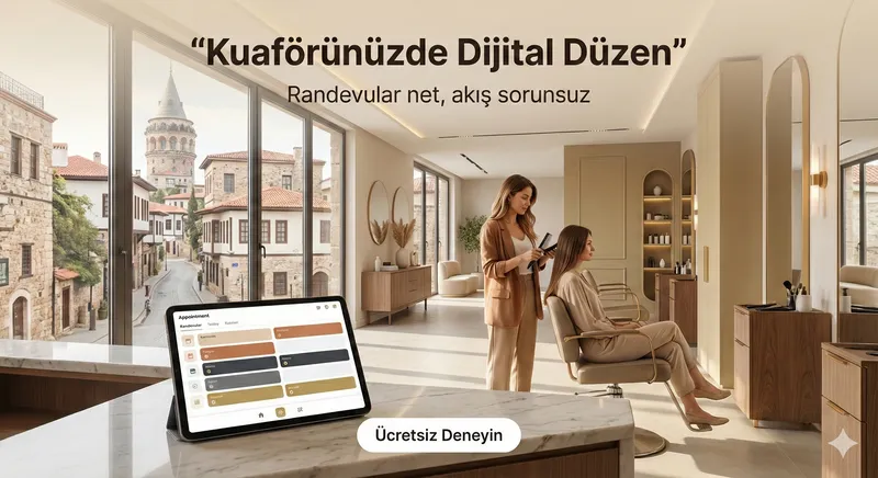 Kuaför randevu yönetimini anlatan görsel